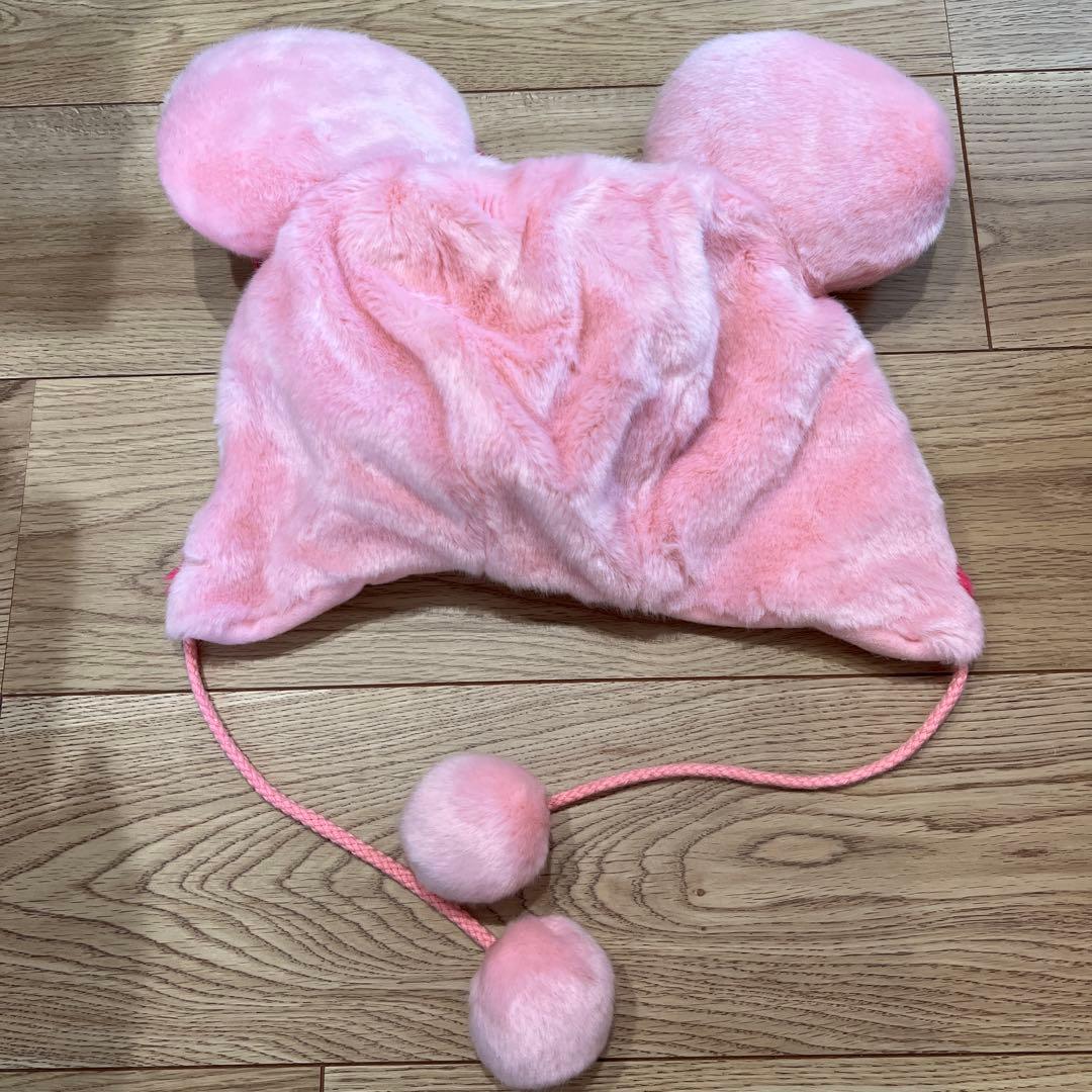 ミニーマウス風ピンク耳付き帽子