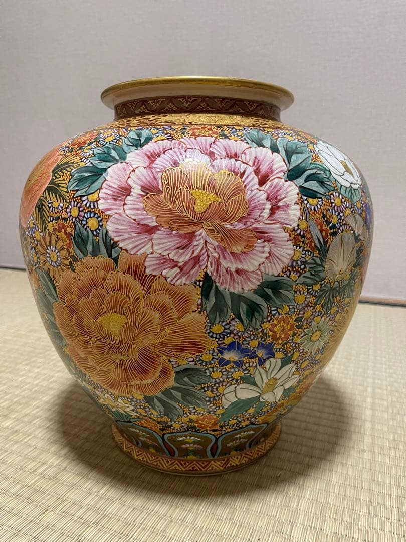 田*中様 豪華絢爛金襴手九谷盧湖造手描き 細密画 百花 花詰 金彩 色絵 九谷焼