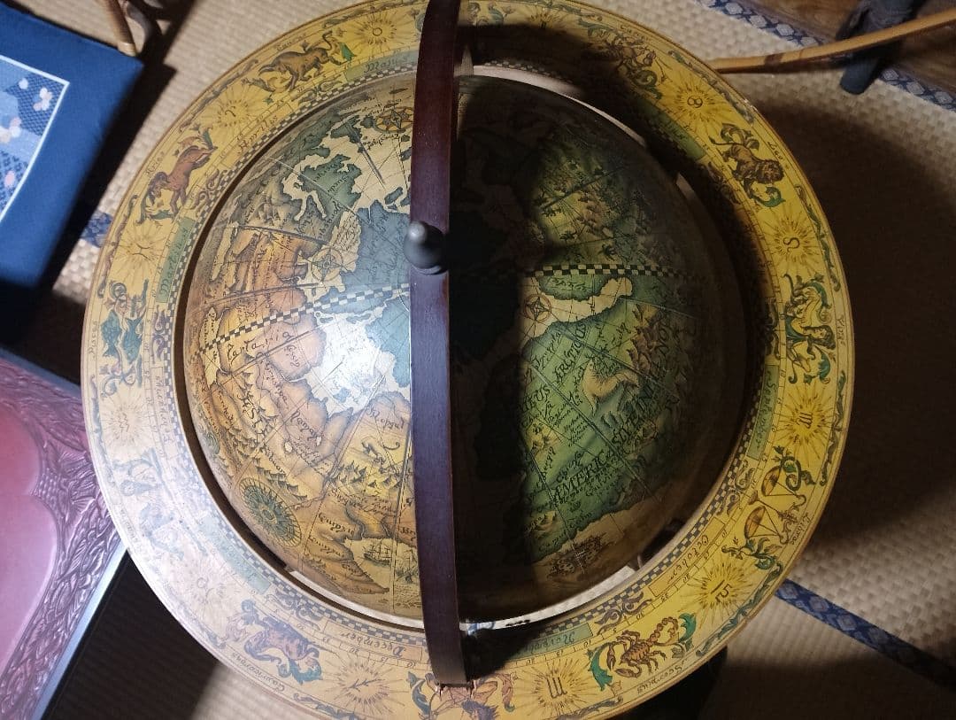 木製古地図風地球儀