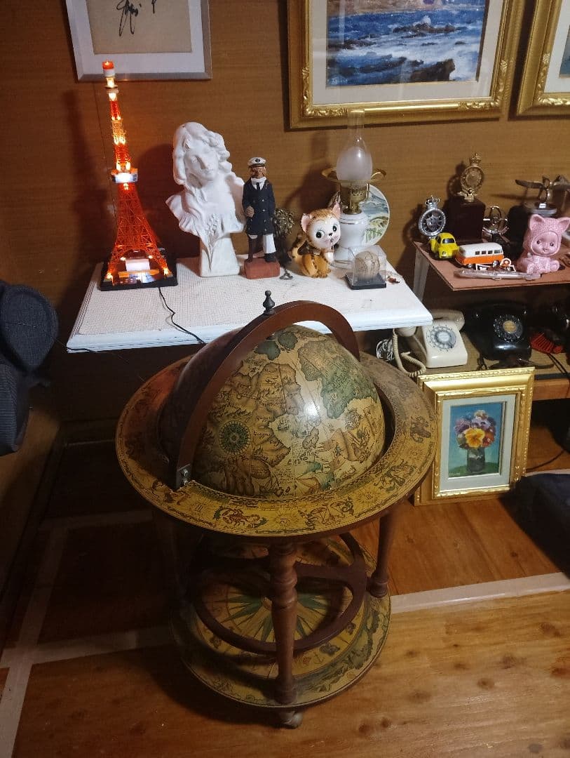 木製古地図風地球儀