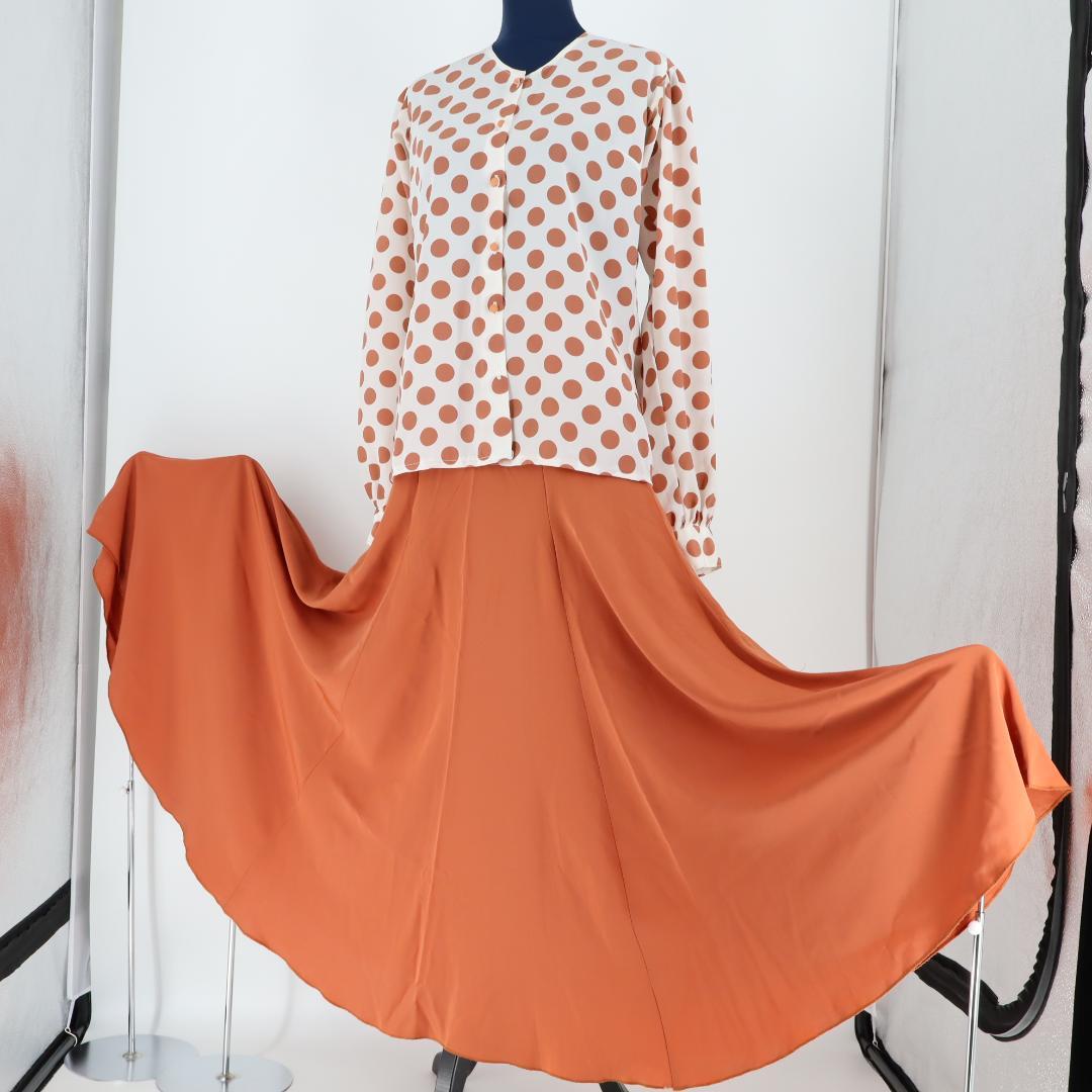 【美品 フラメンコ衣装】キャニオンブラウン×水玉柄 ブラウス ファルダ シージョ