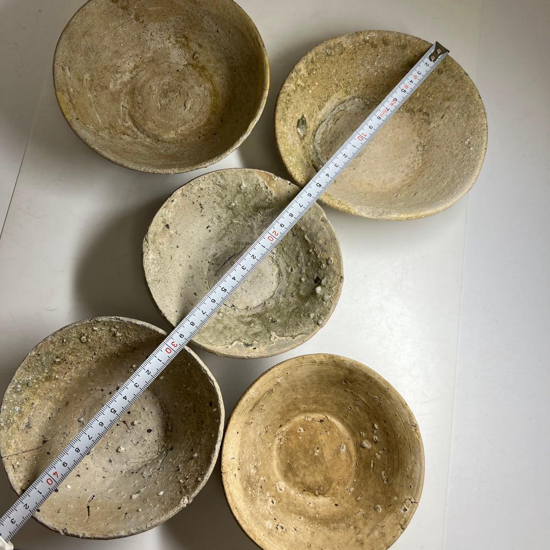 専用　鎌倉時代　山茶碗5客　口径約14~15.5㎝　東Y7-1225③タエカ