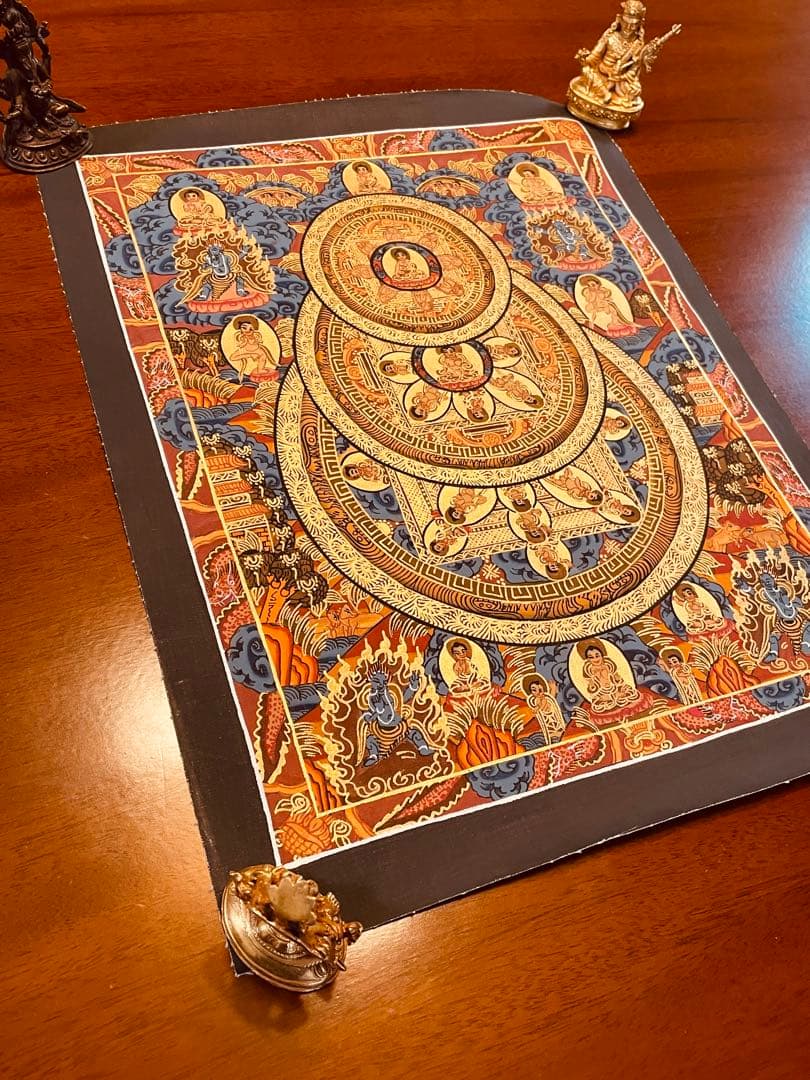 チベット密教 手描き曼荼羅（マンダラ）タンカ【新品・一点物】肉筆画 Ｄ6