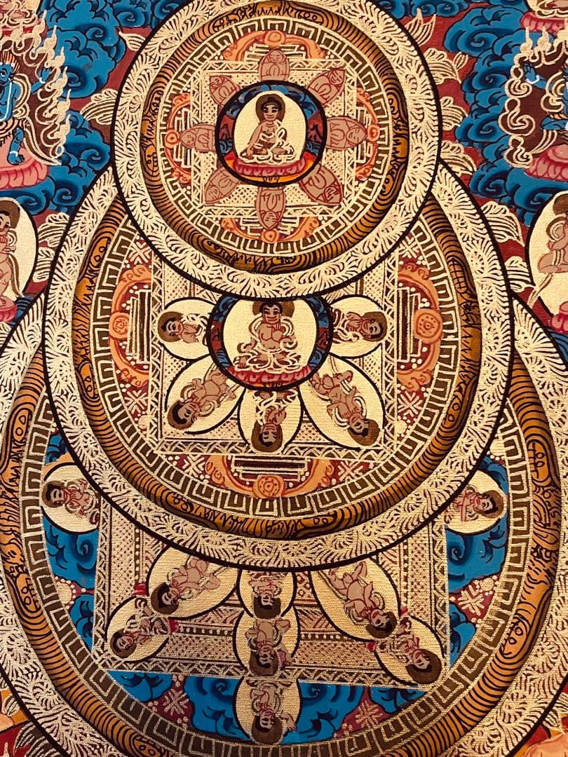 チベット密教 手描き曼荼羅（マンダラ）タンカ【新品・一点物】肉筆画 Ｄ6