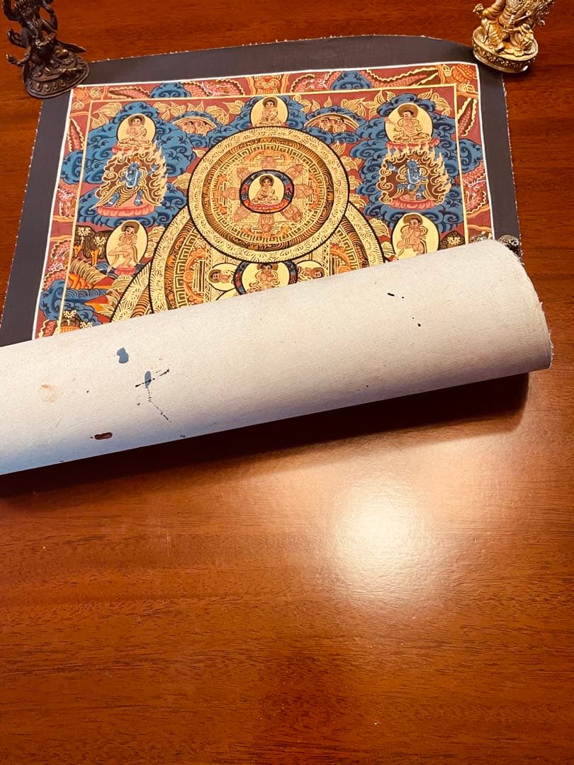 チベット密教 手描き曼荼羅（マンダラ）タンカ【新品・一点物】肉筆画 Ｄ6