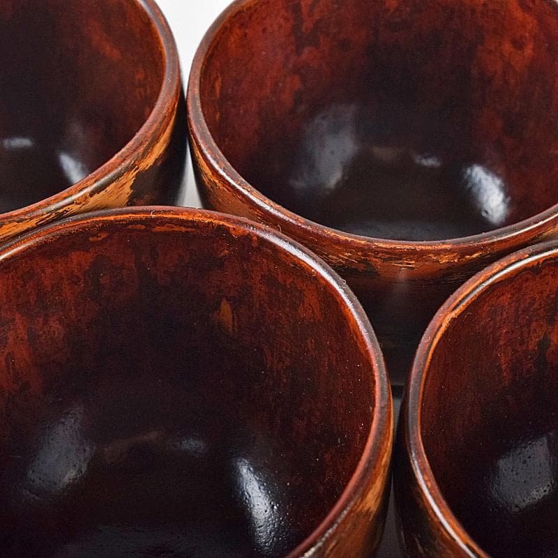 煎茶道具　足助乾漆　高山兼山作　煎茶碗四客　茶托五客　共布共箱　V　R8679