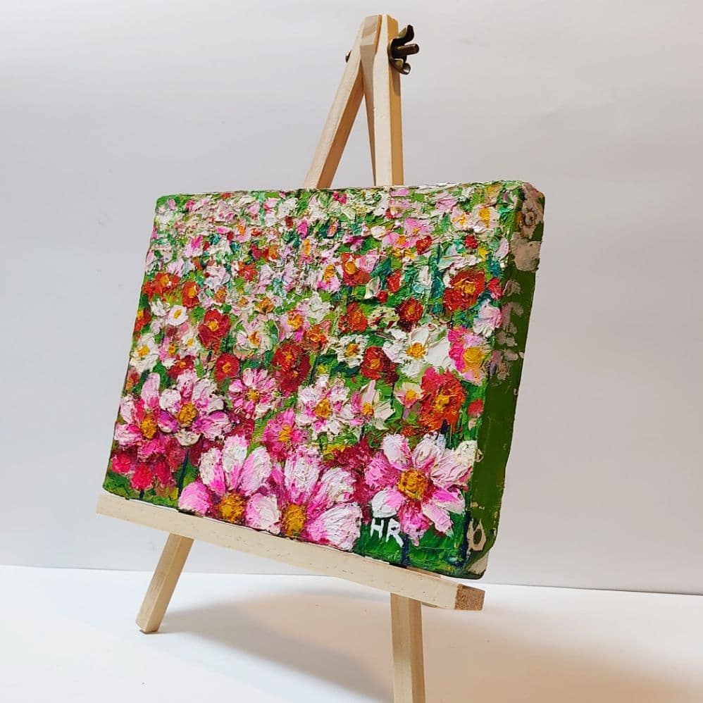 油絵 絵画 コスモス畑【SM号】