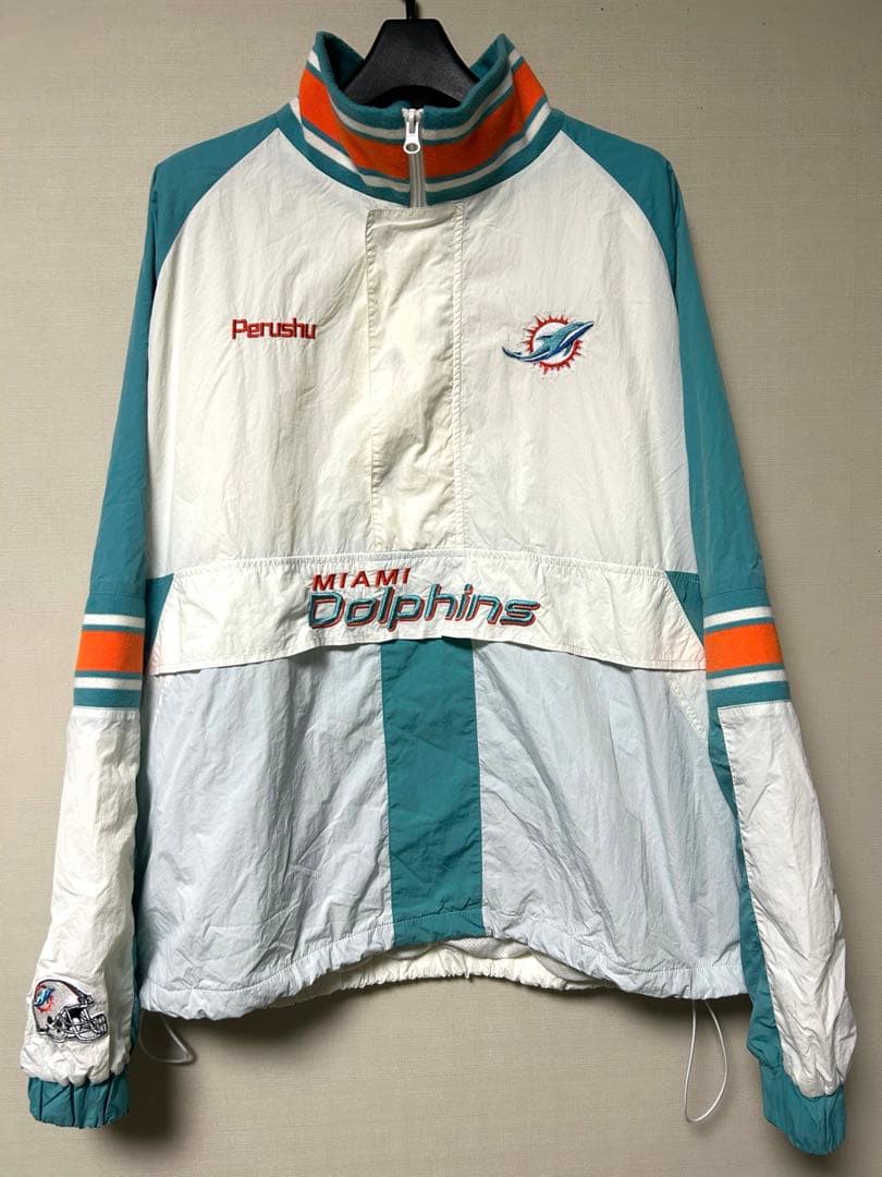 Perushu × NFL コラボナイロンスタンドネックアノラックブルゾン　完売
