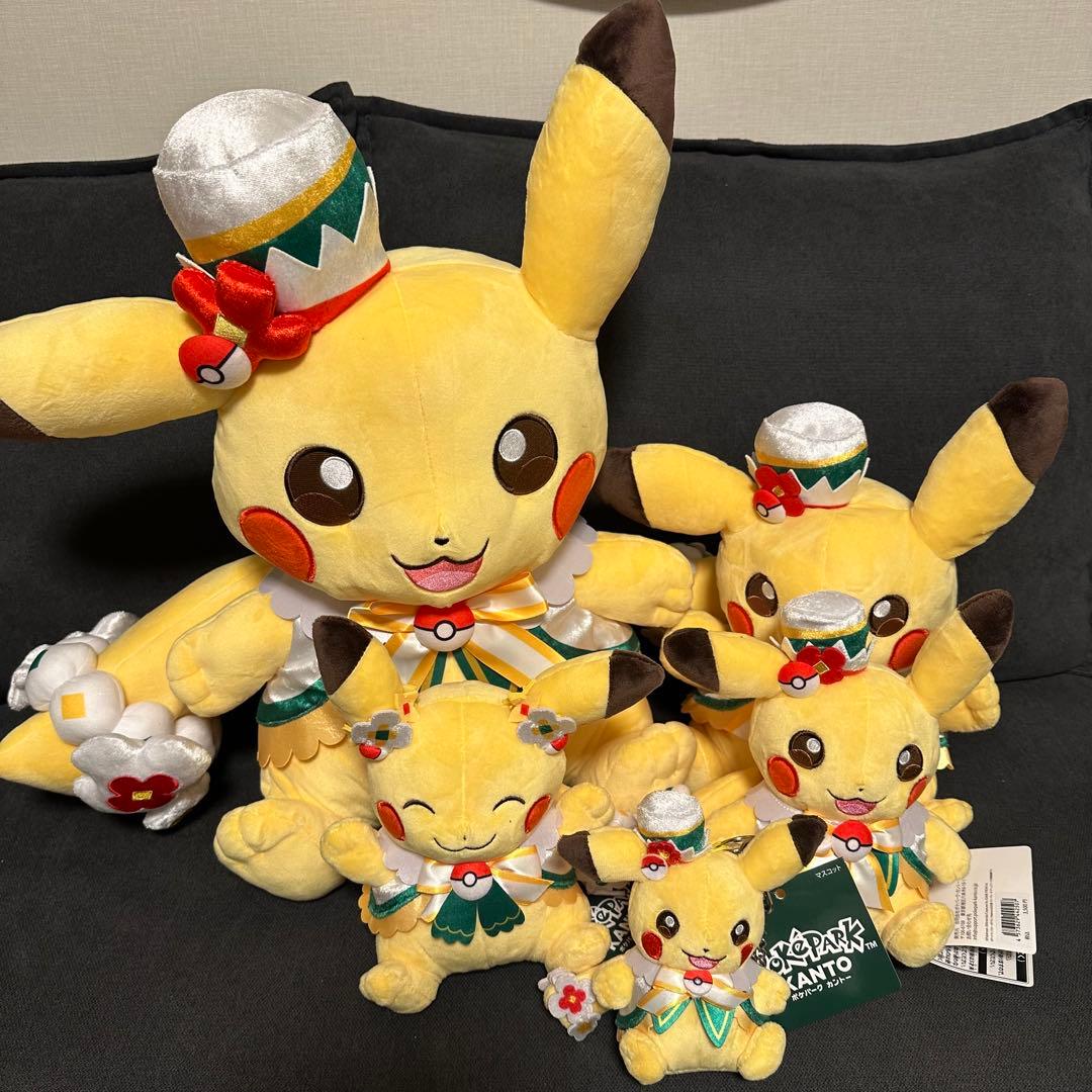 新品！　ポケパーク　カントー　 ショップ　限定 ピカチュウ　ぬいぐるみ5体セット