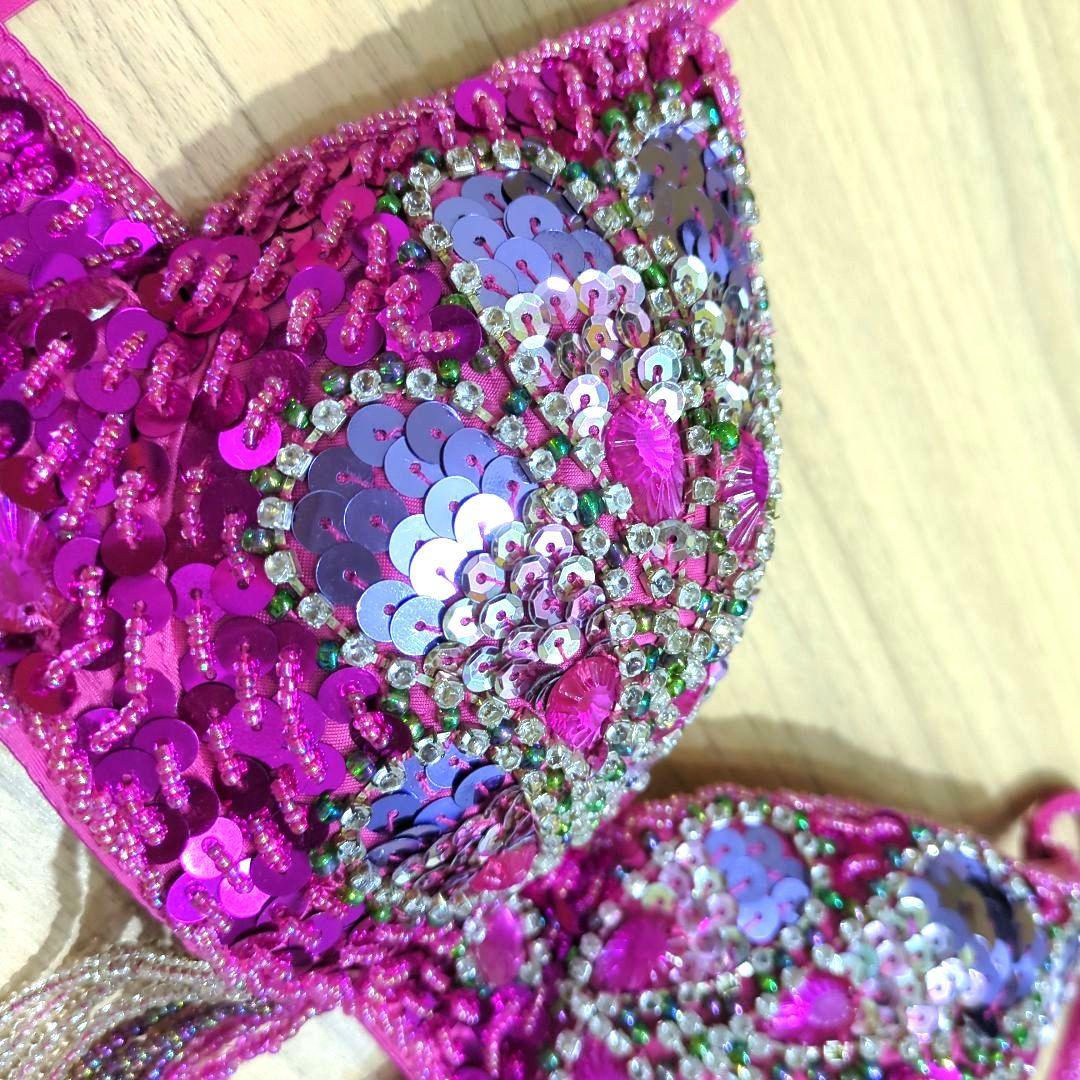 美品　ベリーダンス衣装　セットアップ　ブラベルト　ピンク