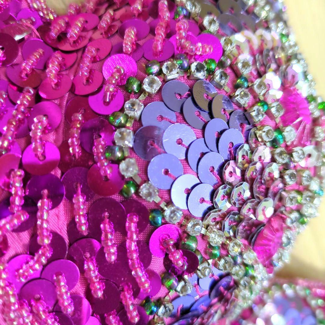 美品　ベリーダンス衣装　セットアップ　ブラベルト　ピンク