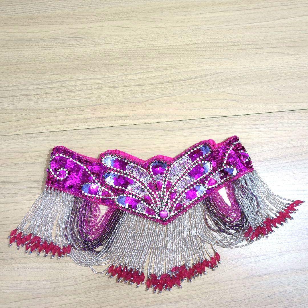 美品　ベリーダンス衣装　セットアップ　ブラベルト　ピンク