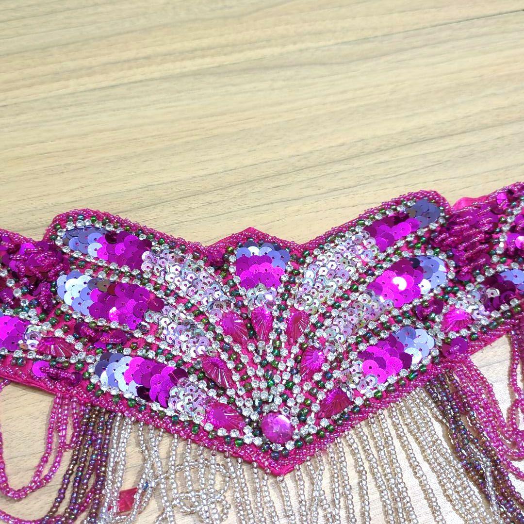 美品　ベリーダンス衣装　セットアップ　ブラベルト　ピンク