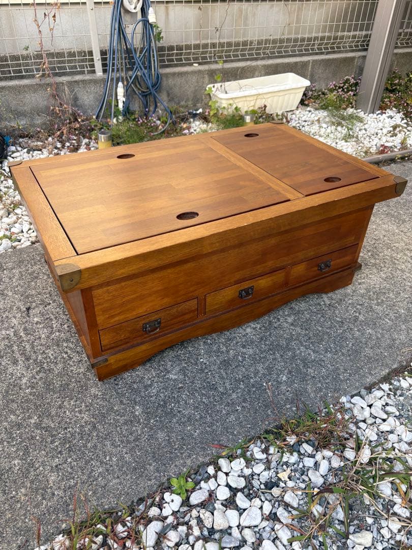 木製引き出し付き座卓　囲炉裏テーブル