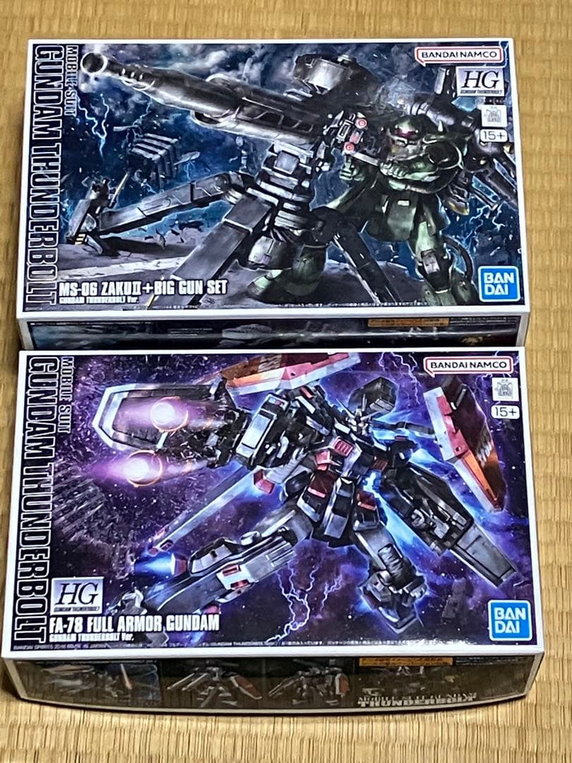 ガンプラ　HG 量産型ザク+ビックガン & フルアーマーガンダム　サンダーボルト