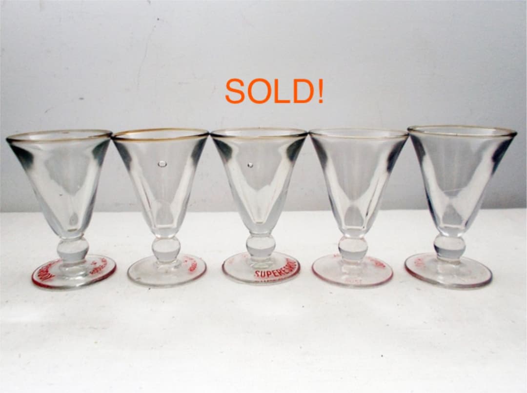 SOLD!【送料込】アンティーク ビストロ グラス 5個セット