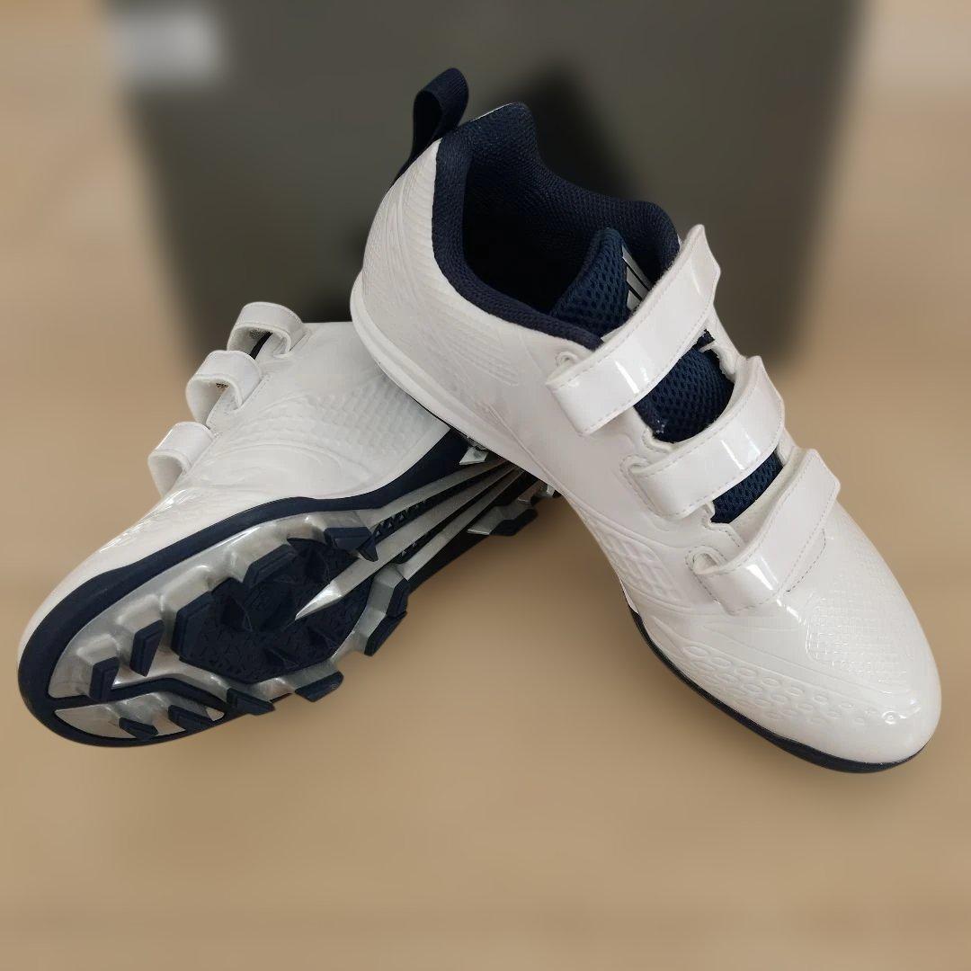 ホワイト/ネイビー ストラップ式スパイクシューズ　26.5cm