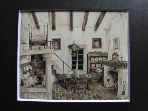 藤田嗣治、【室内 】、希少な限定額装用画集画、新品高級額 額装付、状態良好