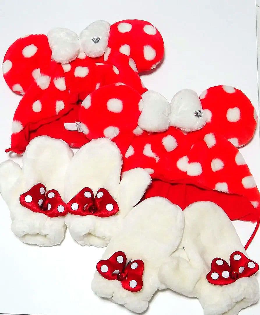 ディズニー　ミニー　 ファンキャップ 　手袋　ミトン　赤 水玉　パルパルーザ