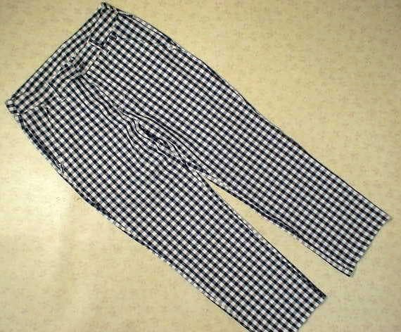 32511　キスマーク　メンズ　パンツ　青Ｘ白　ギンガムチェック　Ｗ79