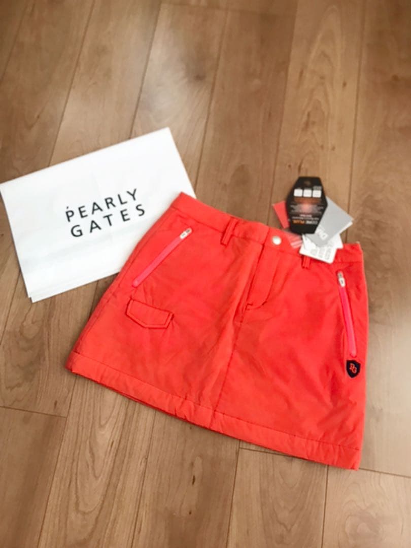 パーリーゲイツ レディース スカート 中綿 ダウン オレンジ サイズ1 【新品】