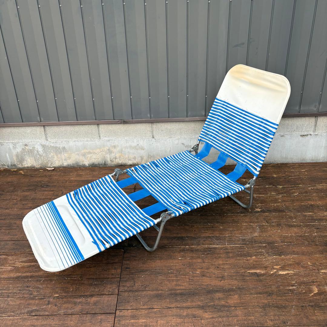 昭和レトロ ビーチチェア サマーベッド リクライニングチェア アウトドア ベンチ