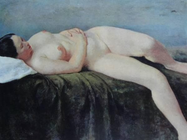 寺内萬治郎、横臥裸婦３、800部限定大判画集画、新品額装、状態良好