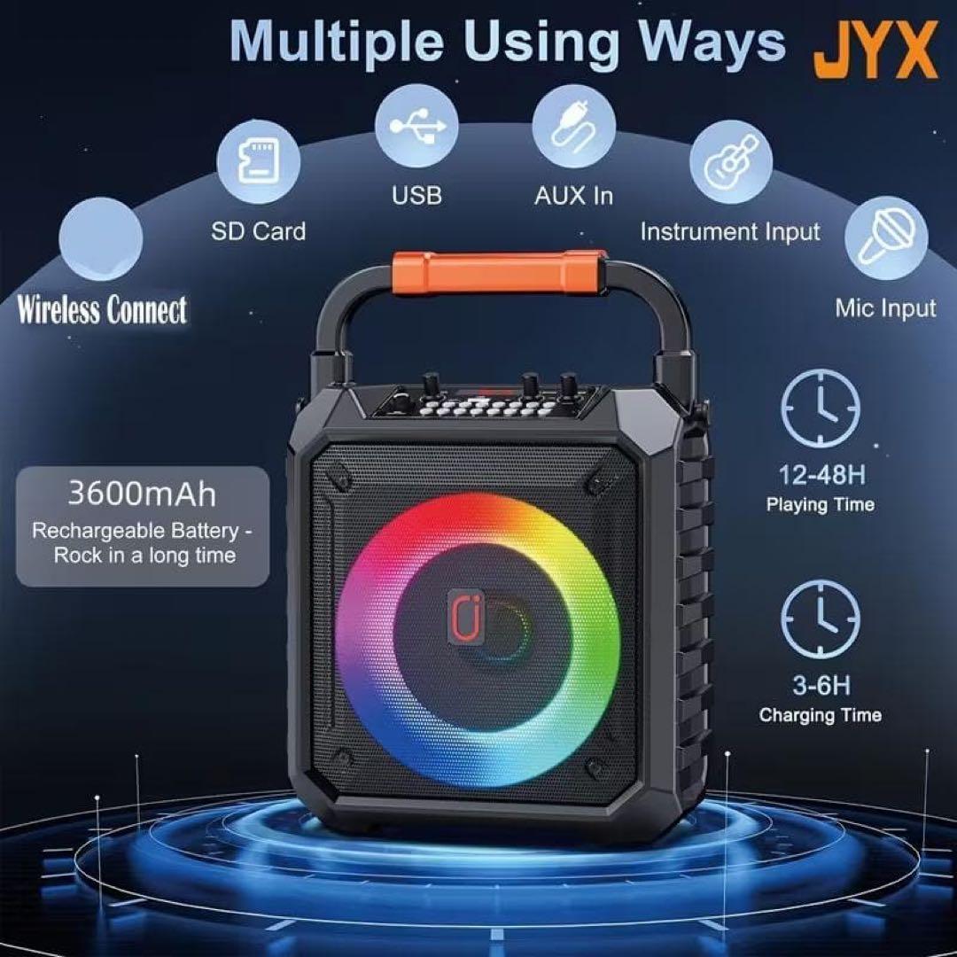 【新品未使用】カラオケ 家庭用 ワイヤレスマイク２本付き 小型カラオケマシン