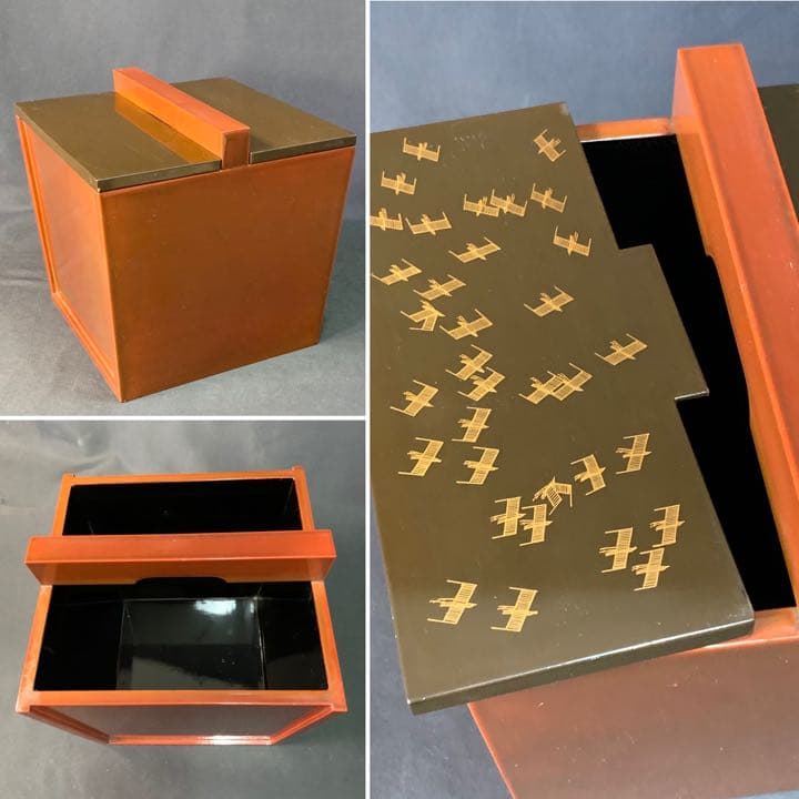 D992 送料無料　水桶　水指　塗　漆芸　金彩　千鳥　茶室　茶道具