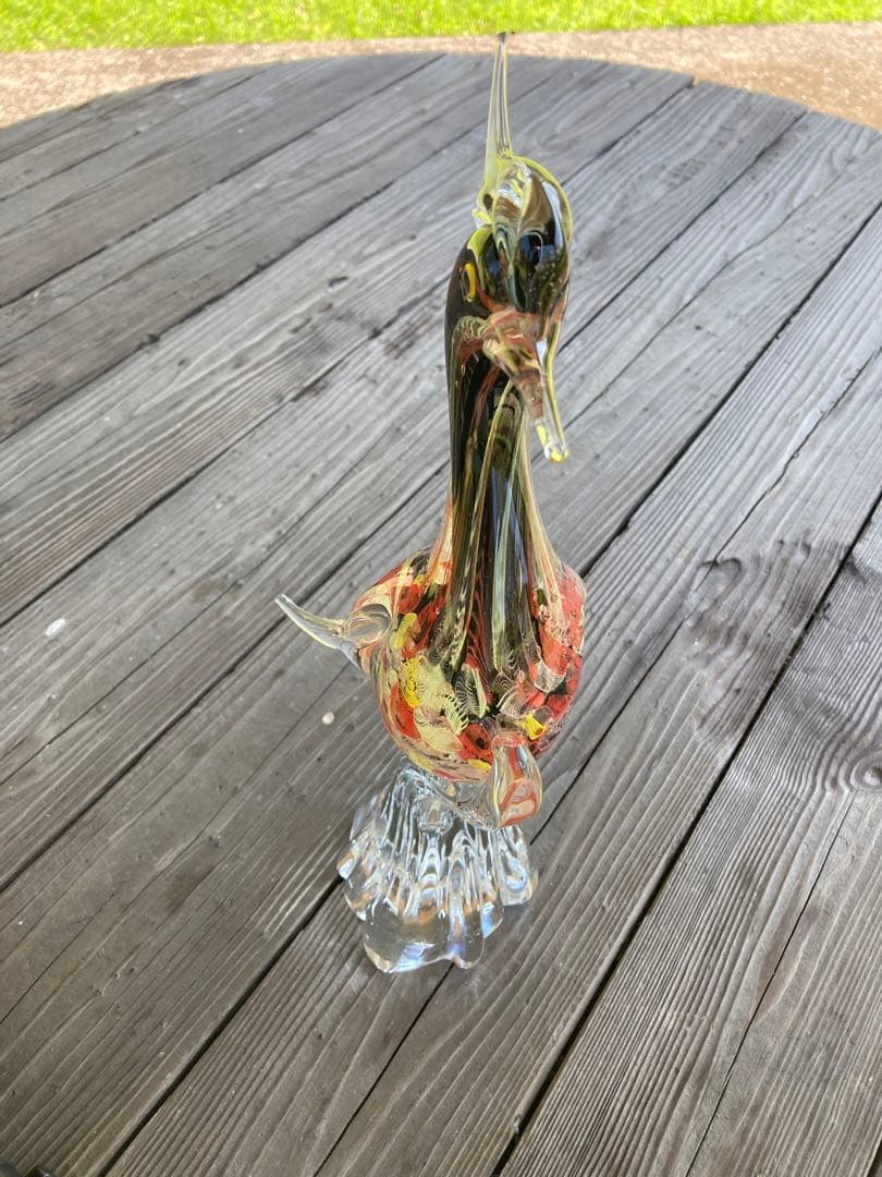 【レア物】ガラスアンティーク 孔雀 彫刻 インテリア【幸運】