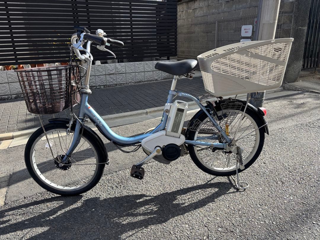 YAMAHA PAS 電動アシスト自転車 青 前後バスケット付き　小軽車
