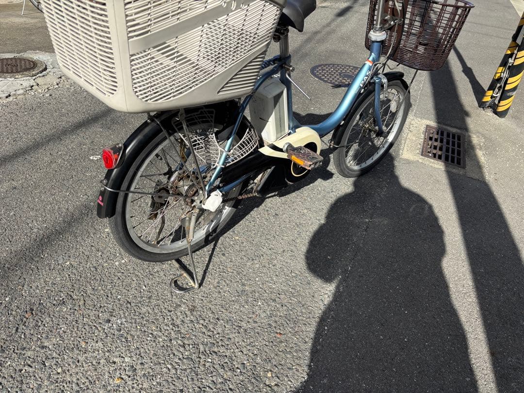 YAMAHA PAS 電動アシスト自転車 青 前後バスケット付き　小軽車