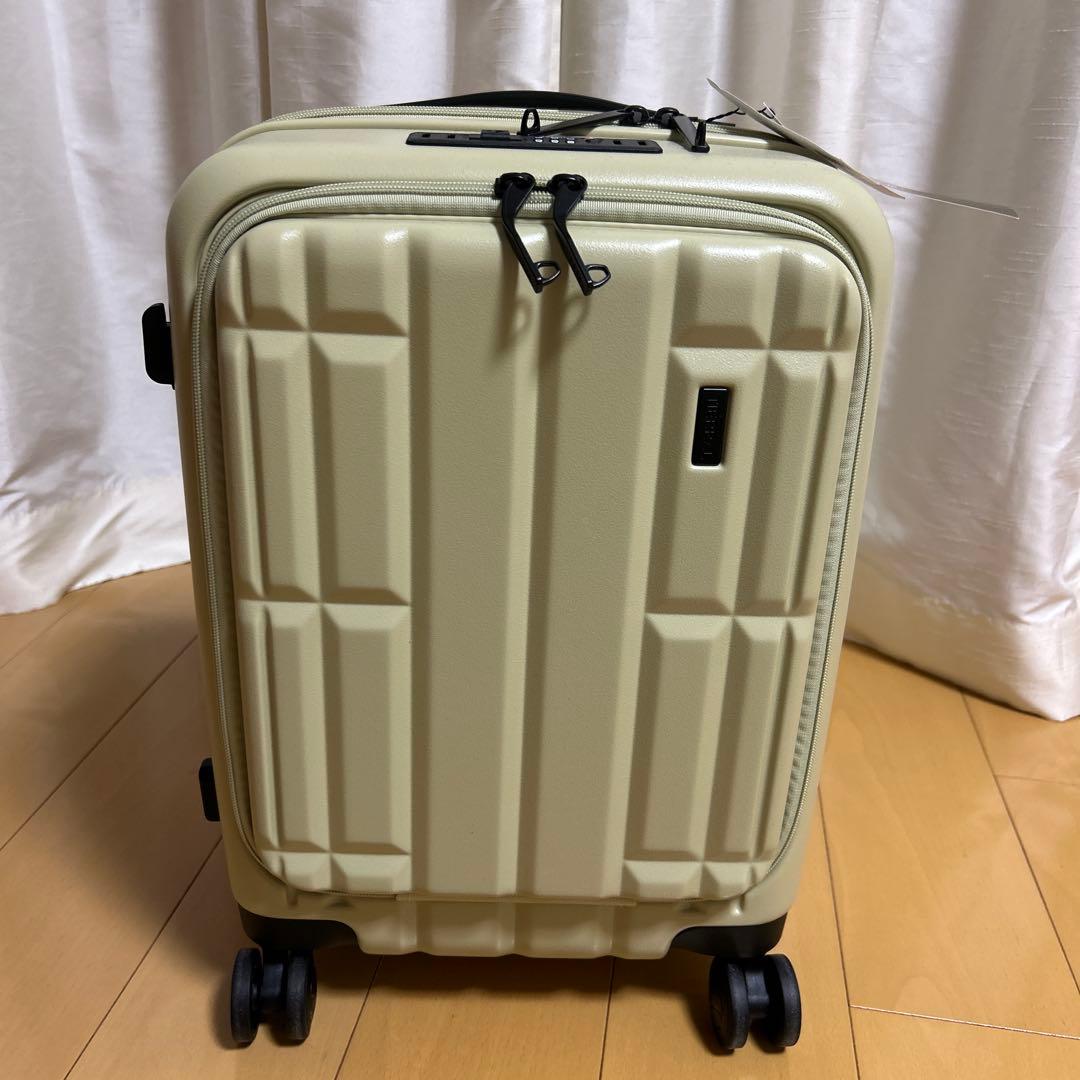 キャスター外せる！フロントオープン　キャリーケース 　Sサイズ　クリームイエロー