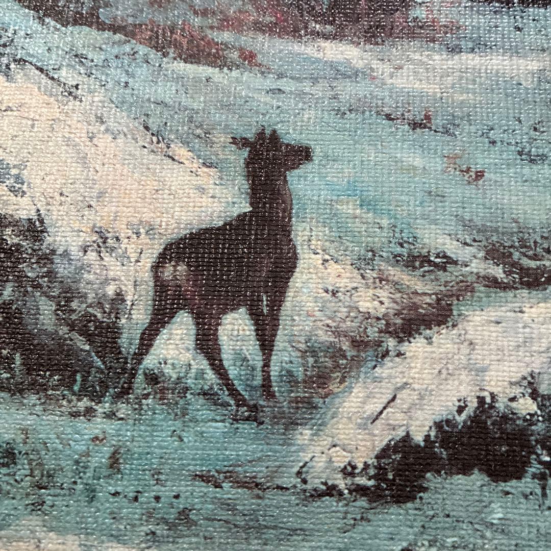 ギュスターヴ クールベ 鹿のすみか、冬 油絵 複製　F6号 額縁付き