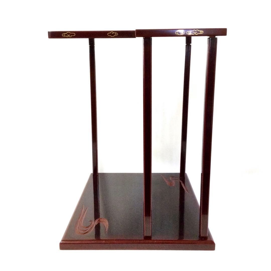 茶道具 山雪棚 溜塗 木製 組立式 塗師 久世宗春 供箱付 B940