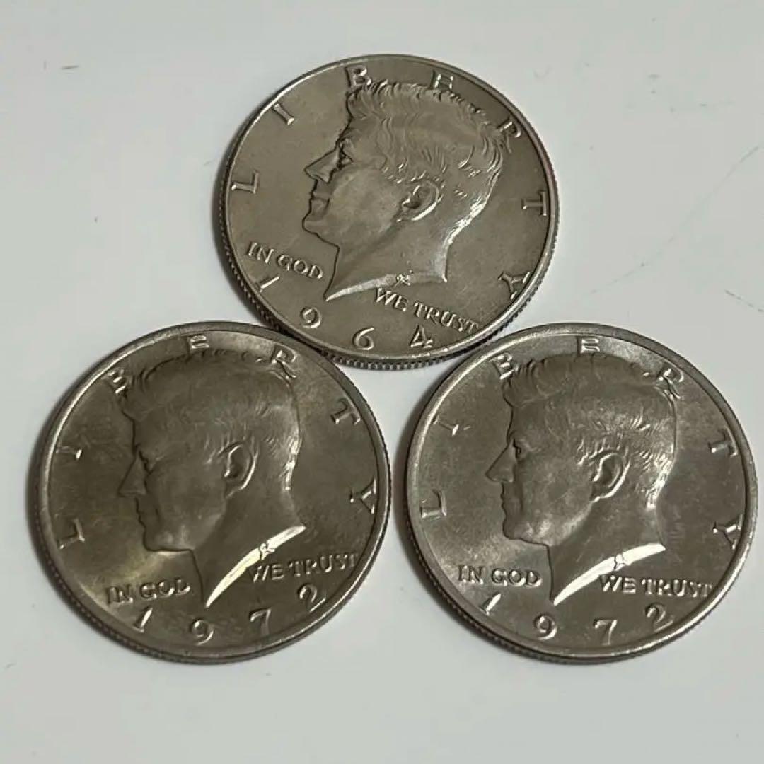 銀貨1964年、1972年ジョン・F・ケネディ ハーフダラー 3枚セット