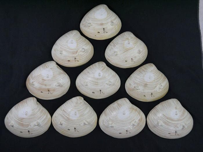 源氏絵　貝向付十客　秋艸庵　水野秋夫造　乾山写　状態良好美品　雛祭　茶道具