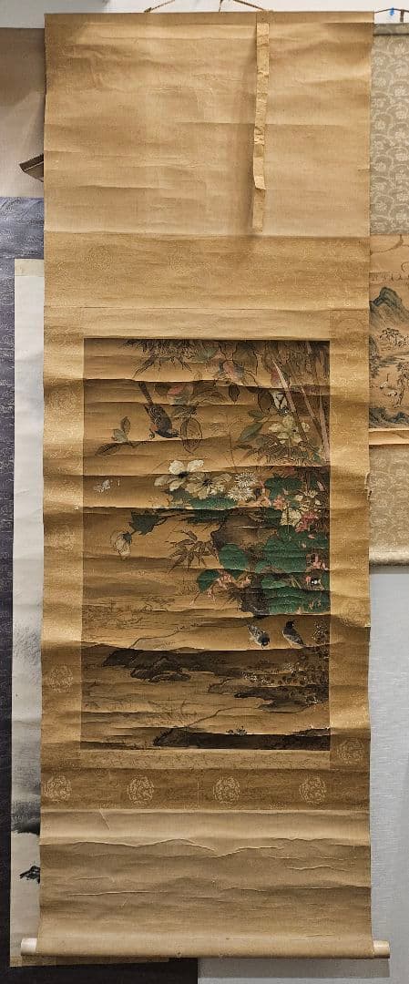 花鳥図　 清代 中国画　絹本　無落款