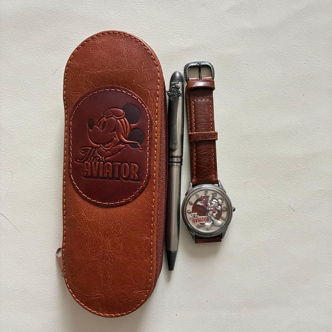 レザーケース入りボールペン・腕時計セット／ディズニーアヴィエーター　コレクション