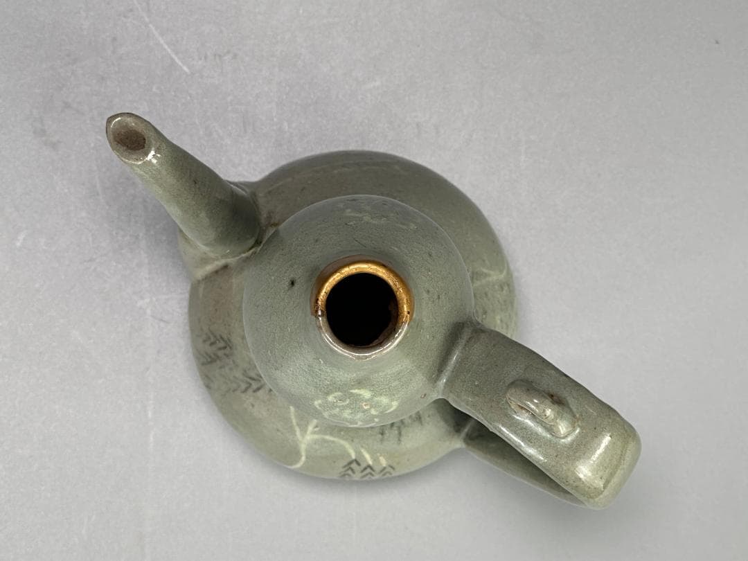 韓国美術　高麗～李朝時代　高麗青磁　象嵌魚柳文　急須　水注　金継　朝鮮古陶磁