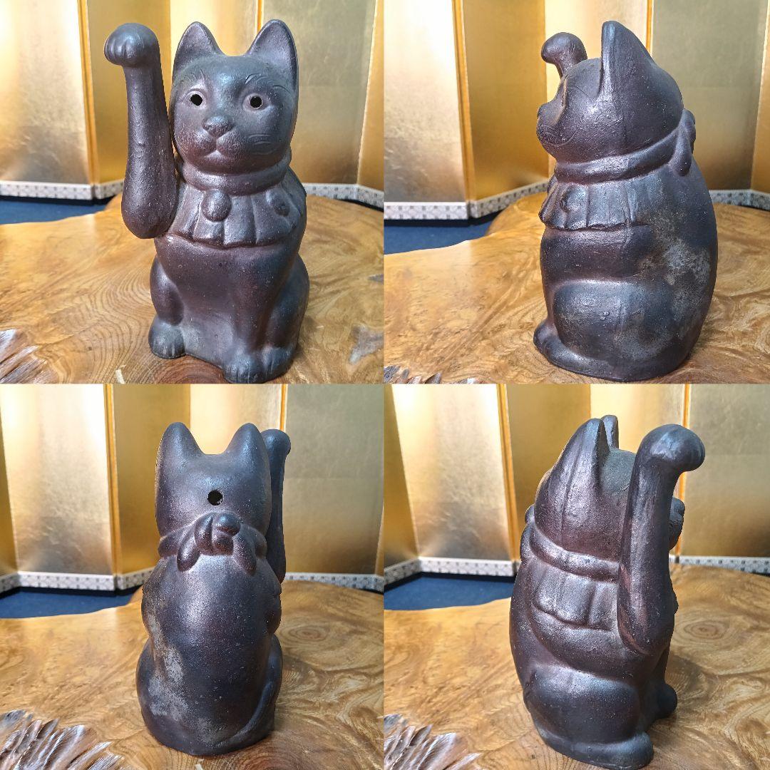 備前焼 招猫 2匹 右手挙 左手挙 縁起物 置物 飾り物 備前猫AK59
