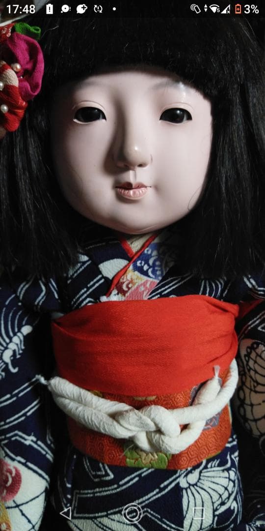 市松人形昭あかり　昭和初期市松人形52cm15号　東月　ドールスタンド