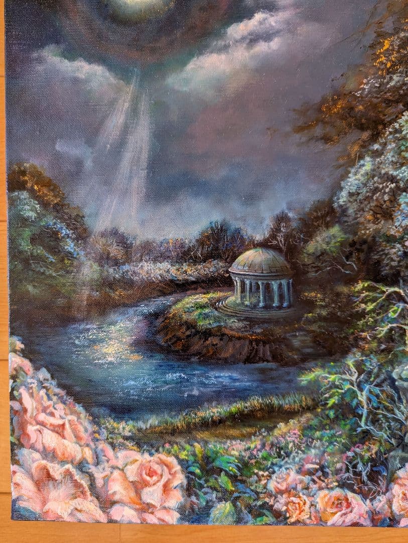 風景画　painterTMK　天使　バラ　画家本人出品　ロココ絵画　ロココ風景画