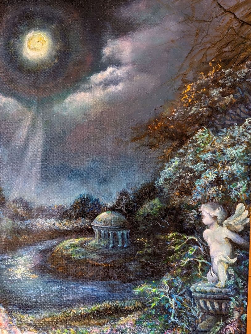 風景画　painterTMK　天使　バラ　画家本人出品　ロココ絵画　ロココ風景画