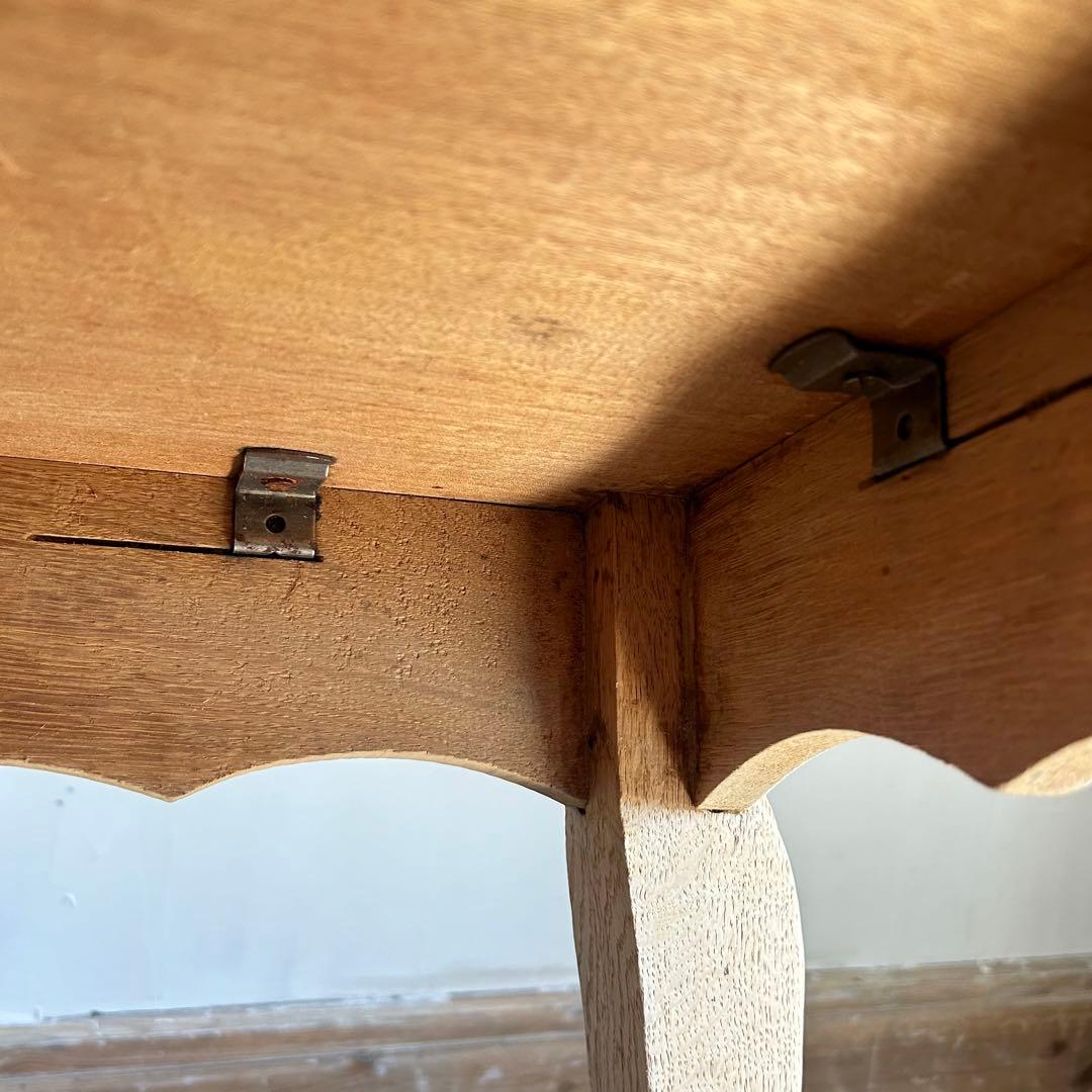 フランスアンティーク　ダイニングテーブル　スクエアテーブル　猫脚　剥離　正方形