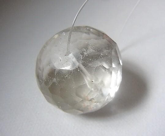 ★A3001★特大　多面カット　水晶　クォーツビーズ　 アンティーク　エスニック