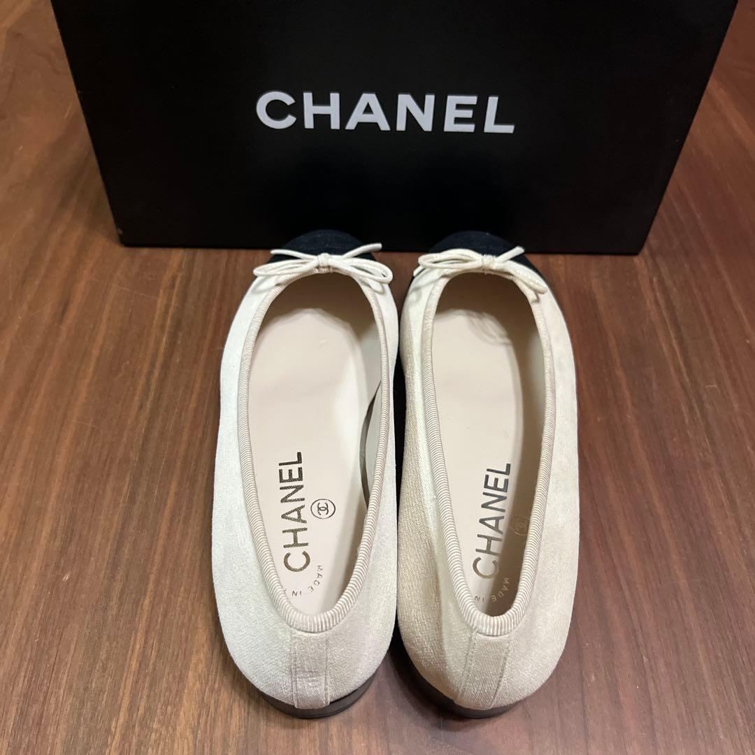 極美品　CHANEL バイカラー　バレリーナ　フラットシューズ