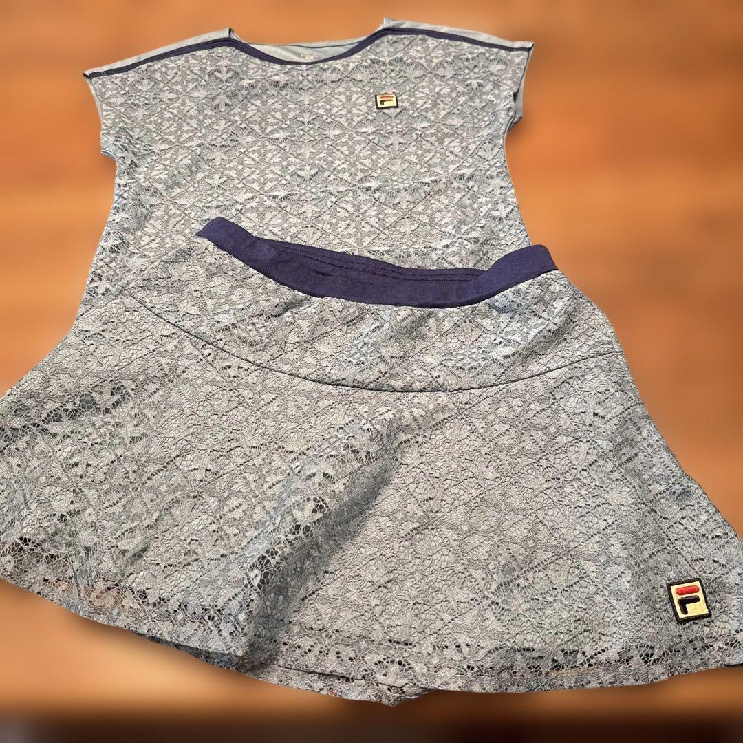 FILA テニスウェア レース　セットアップ深緑色