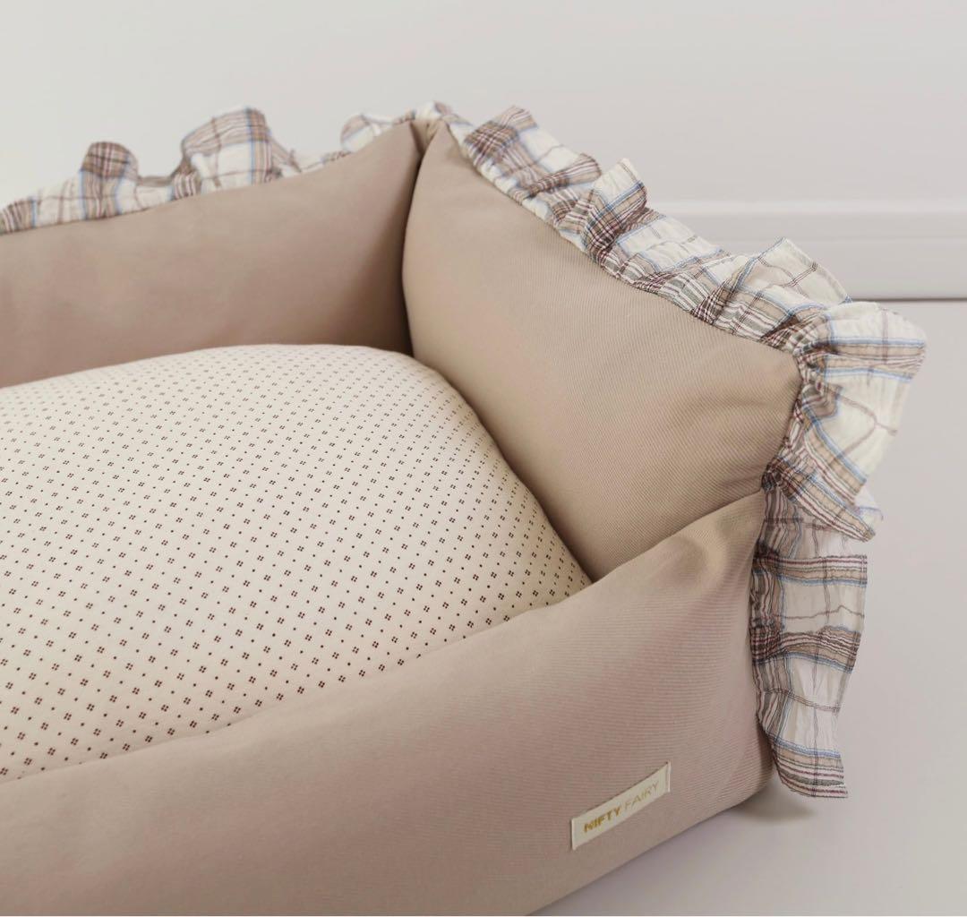 ペットベッド ベッド 犬 猫 クッション 犬用品 寝具 チェック フリル 韓国