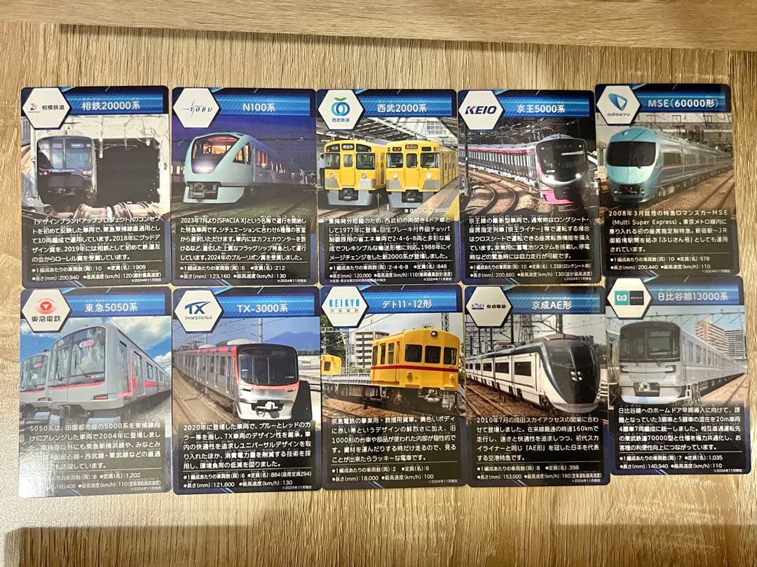 台紙付　私鉄10社スタンプラリー　オリジナル電車トレーディングカードコンプリート
